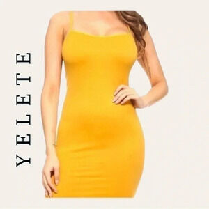 1711. YELETE SLIP DRESS MUSTARD IN COLOR ONE SIZE SPAGHETTI STRAPS‎ SOFT